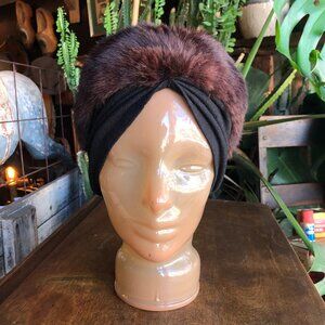 1960s Macy's Brown Rabbit Fur Winter Hat , Ladies Winter Hat , High Fashion Turb